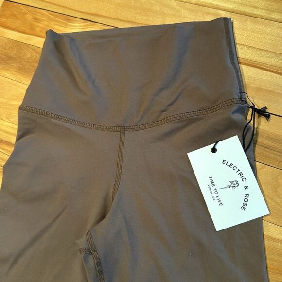 Electric & Rose soft brown high waisted wide waistband elastic cuff leggings NWT - Picture 2 of 4